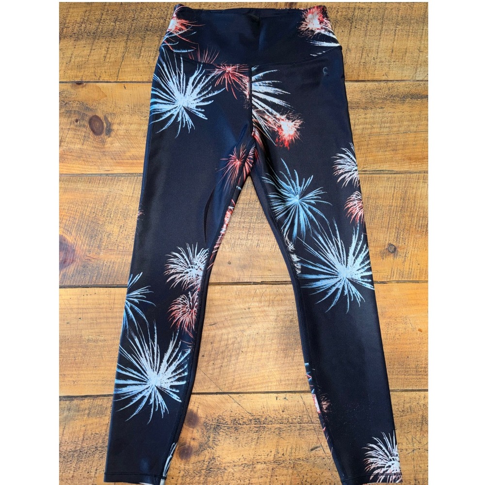 Good American Womens Black Firework Americana‎ 4th of July Stretchy Leggings 2